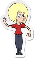 sticker of a cartoon woman waving png