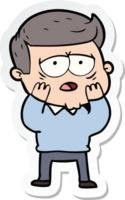 sticker of a cartoon tired man png