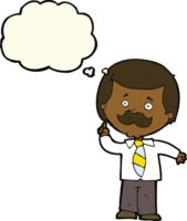 cartoon newsreader man with idea with thought bubble png