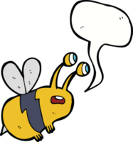 caricatura, asustado, abeja, con, burbuja del discurso png