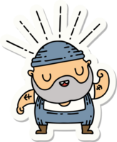 sticker of a tattoo style bearded man flexing bicep png