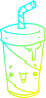 cold gradient line drawing of a cartoon soda cup png