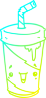 frío degradado línea dibujo de un dibujos animados soda taza png