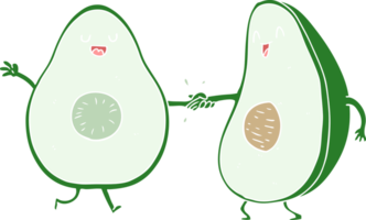 vlak kleur stijl tekenfilm dansen avocado's png