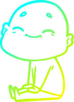 cold gradient line drawing of a happy cartoon bald man png