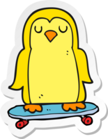 pegatina de un pájaro de dibujos animados en patineta png