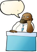 cartoon bored man at desk with speech bubble png