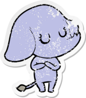 autocollant en détresse d'un éléphant de dessin animé mignon png