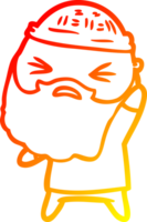 warm gradient line drawing of a cartoon man with beard png