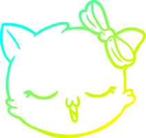 cold gradient line drawing of a cartoon cat face png