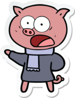 sticker of a cartoon pig shouting png