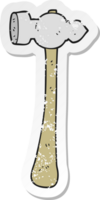 Retro beunruhigter Aufkleber eines Cartoonhammers png