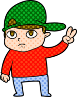 cartoon kid giving peace sign png