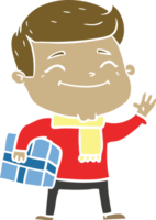 happy flat color style cartoon man png