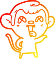 warm gradient line drawing of a crazy cartoon monkey png