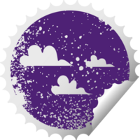 verontrust circulaire pellen sticker symbool van een wolk png