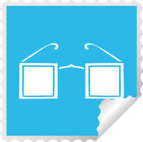 square peeling sticker cartoon of a square glasses png