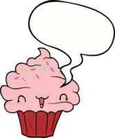 cute cartoon frosted cupcake with speech bubble png