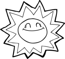 happy  hand drawn black and white cartoon sun png