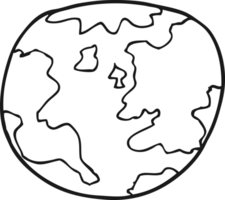 hand drawn black and white cartoon planet earth png