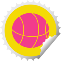 circular peeling sticker cartoon of a basket ball png