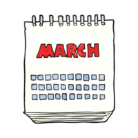 Hand texturiert Karikatur März Kalender png