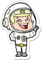 sticker of a cartoon laughing astronaut png