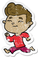 distressed sticker of a running cartoon man png