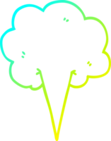 cold gradient line drawing of a cartoon whooshing cloud png