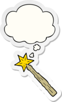 cartoon magic wand with thought bubble as a printed sticker png