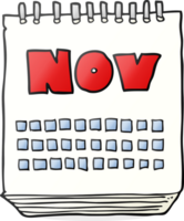 hand drawn cartoon calendar showing month of November png