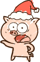 Christmas Pig Chalk Drawing png