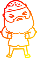 caloroso gradiente linha desenhando do uma desenho animado homem com barba png