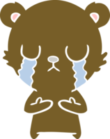 crying flat color style cartoon bear png