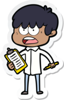 sticker of a worried cartoon boy png