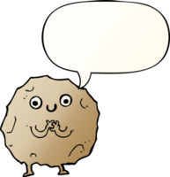 cartoon rock character with speech bubble in smooth gradient style png