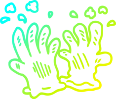 cold gradient line drawing of a cartoon sterile gloves png