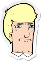 sticker of a cartoon man narrowing eyes png