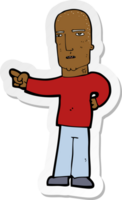 sticker of a cartoon tough guy pointing png