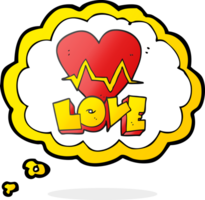 mão desenhado pensamento bolha desenho animado coração taxa pulso amor símbolo png