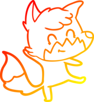 warm gradient line drawing of a cartoon friendly fox png