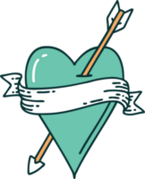 iconic tattoo style image of an arrow heart and banner png