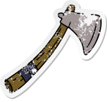 hand drawn distressed sticker cartoon doodle of a garden axe png