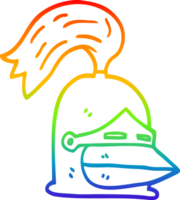 rainbow gradient line drawing of a cartoon golden helmet png