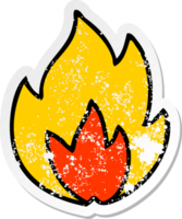 distressed sticker of a cute cartoon fire png