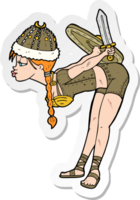 sticker of a cartoon viking girl png