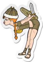 pegatina de una niña vikinga de dibujos animados png