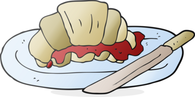 hand drawn cartoon croissant png