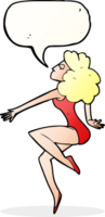 tecknad serie dans kvinna med Tal bubbla png