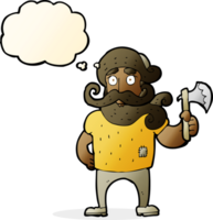 cartoon lumberjack with axe with thought bubble png